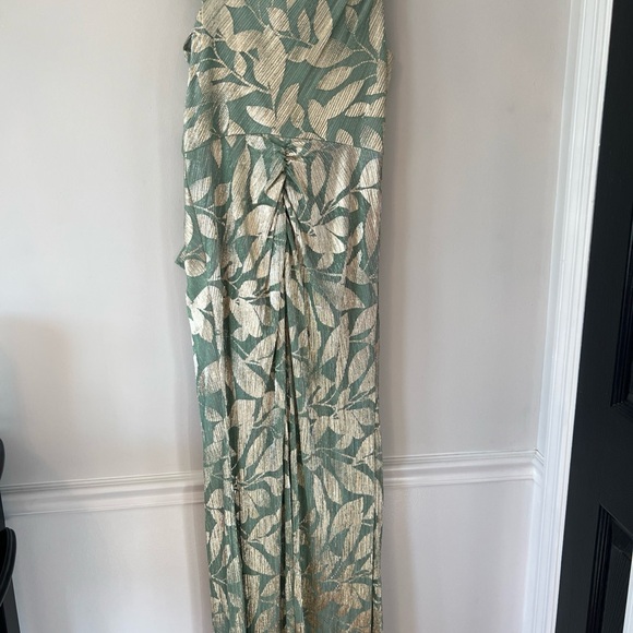 Adrianna Papell One Shoulder Dress in Green and Gold - Picture 2 of 7